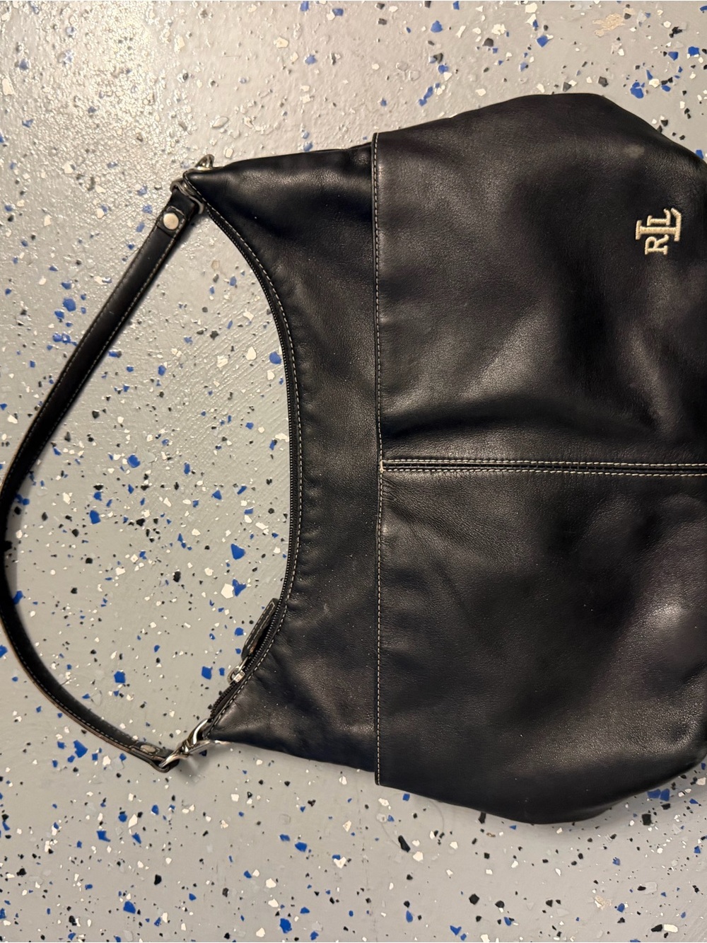 Ralph Lauren Black Leather Shoulder Hobo